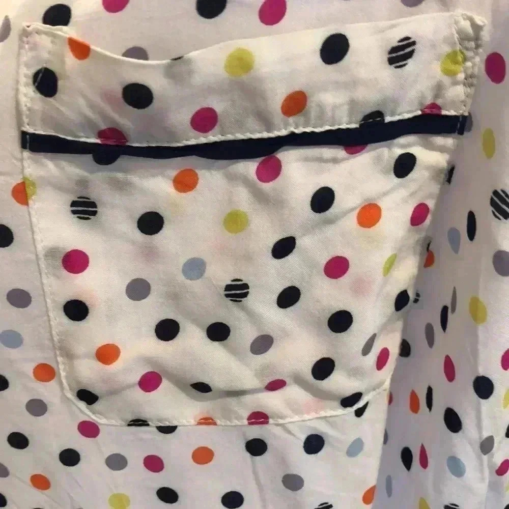 DKNY button down shirt sleeve polka dot shirt. - Picture 2 of 7